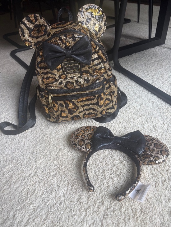 Disney parks animal leopard print loungefly bag and headband matching set
